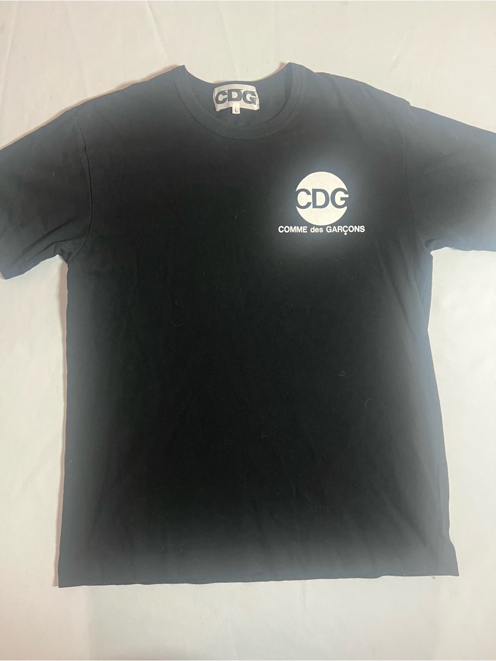 Comme des Garcons Black T-Shirt with White CDG Logo